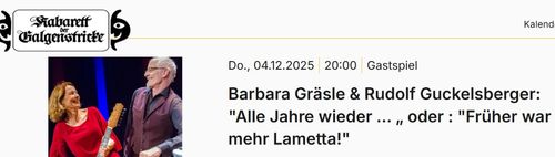 "Alle Jahre wieder … „ oder : "Früher war mehr Lametta!"