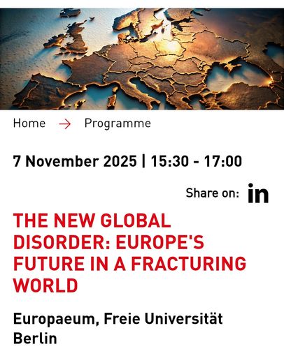 Science Week The New Global Disorder: Europe's Future in a Fracturing World