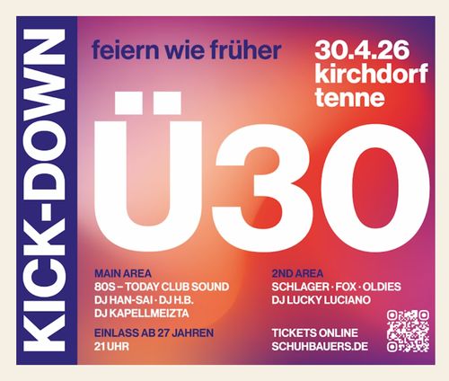 Kick-Down Ü30 Party Schuhbauers 2 Dance Areas