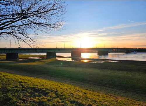 Entspannter Spaziergang am Rhein