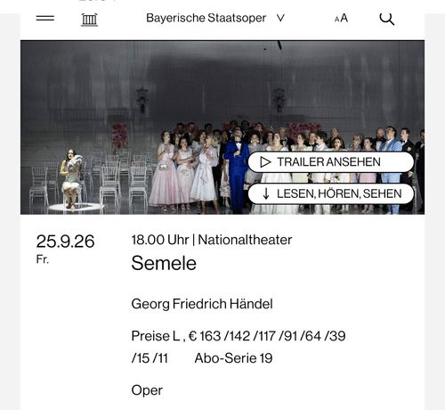 Nationaltheater: Semele (Oper)
