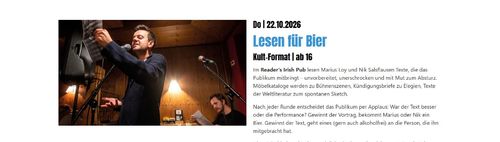 Lesen für Bier das Kultformat -Impro Spaß